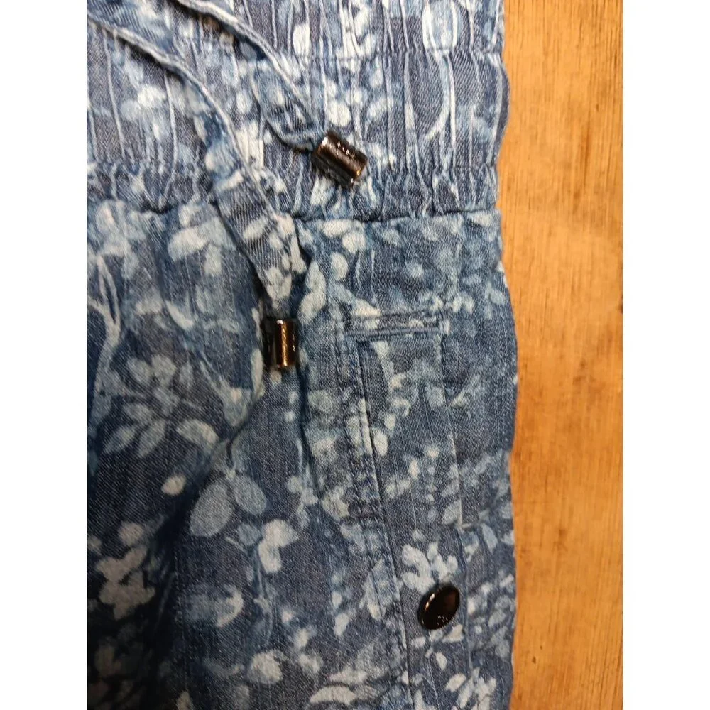 Tommy Hilfiger Womens M Floral Blue Chambray Ankle Pants Pull On Cottagecore - Picture 4 of 7